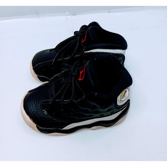 Nike Air Jordan 13 Retro Infant Shoes 5C Black/Red Leather Basketball Sneakers - Picture 7 of 7